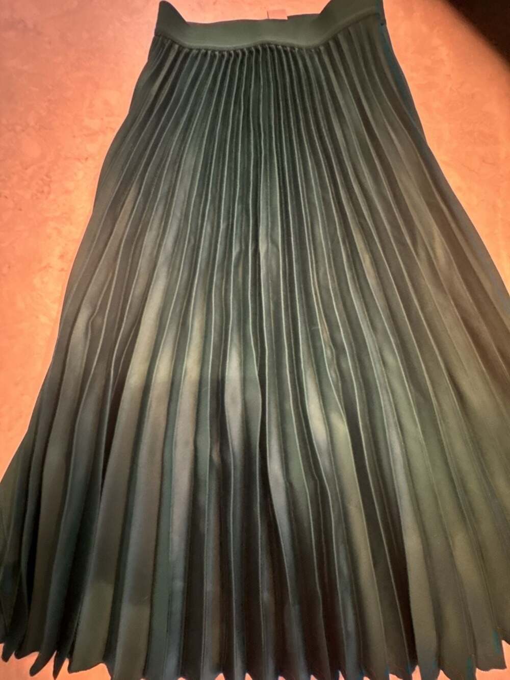 H&M Dark Green Pleated Midi Skirt size S